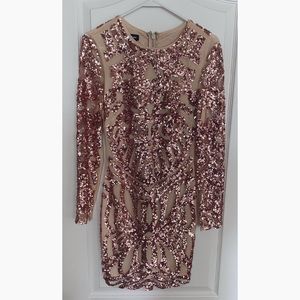 Bebe Nude Sequin Bodycon Dress